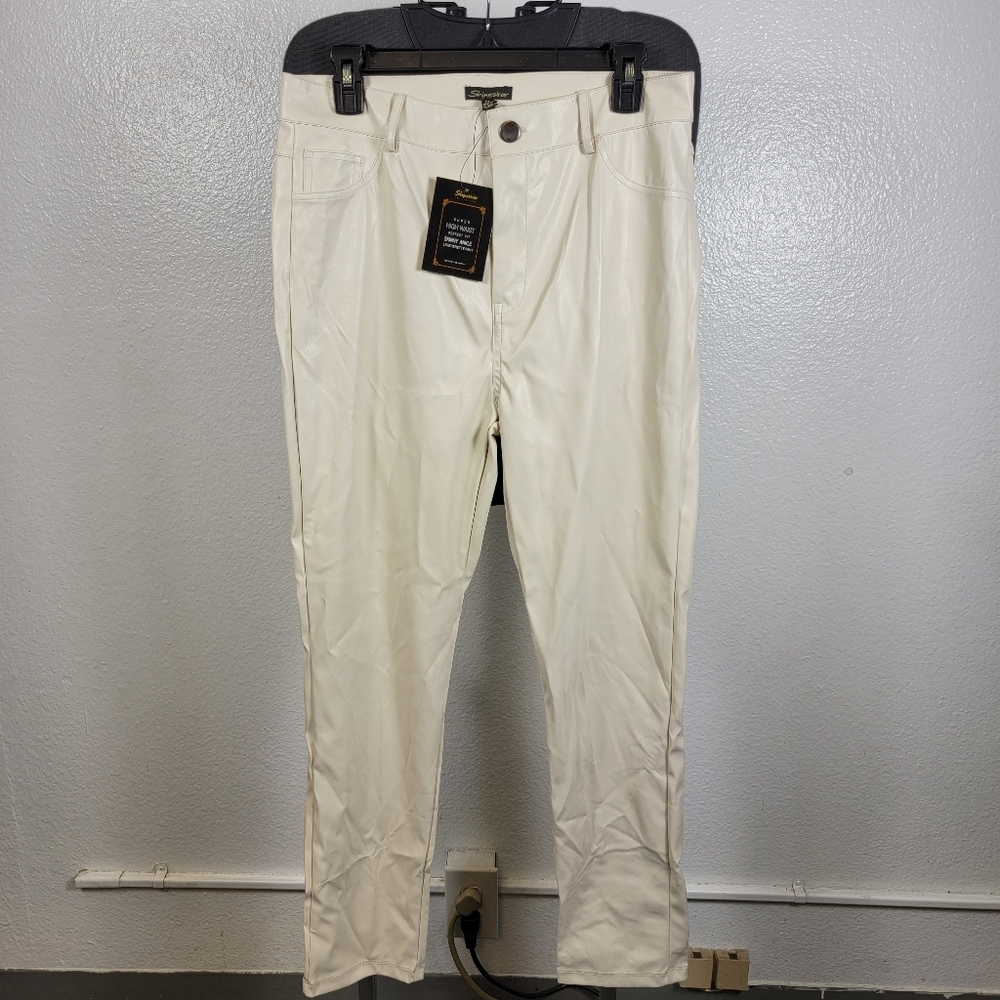 Shinestar Women's Super High Waist‎ Skinny Ankle Leatherette Pants Size XL